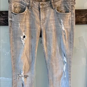 All Saints distressed gray jeans denim Size 30x32 Woodvale Pipe Skinny